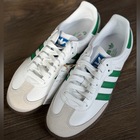 Adidas Samba White with Green Sneakers 7.5 - Picture 2 of 7